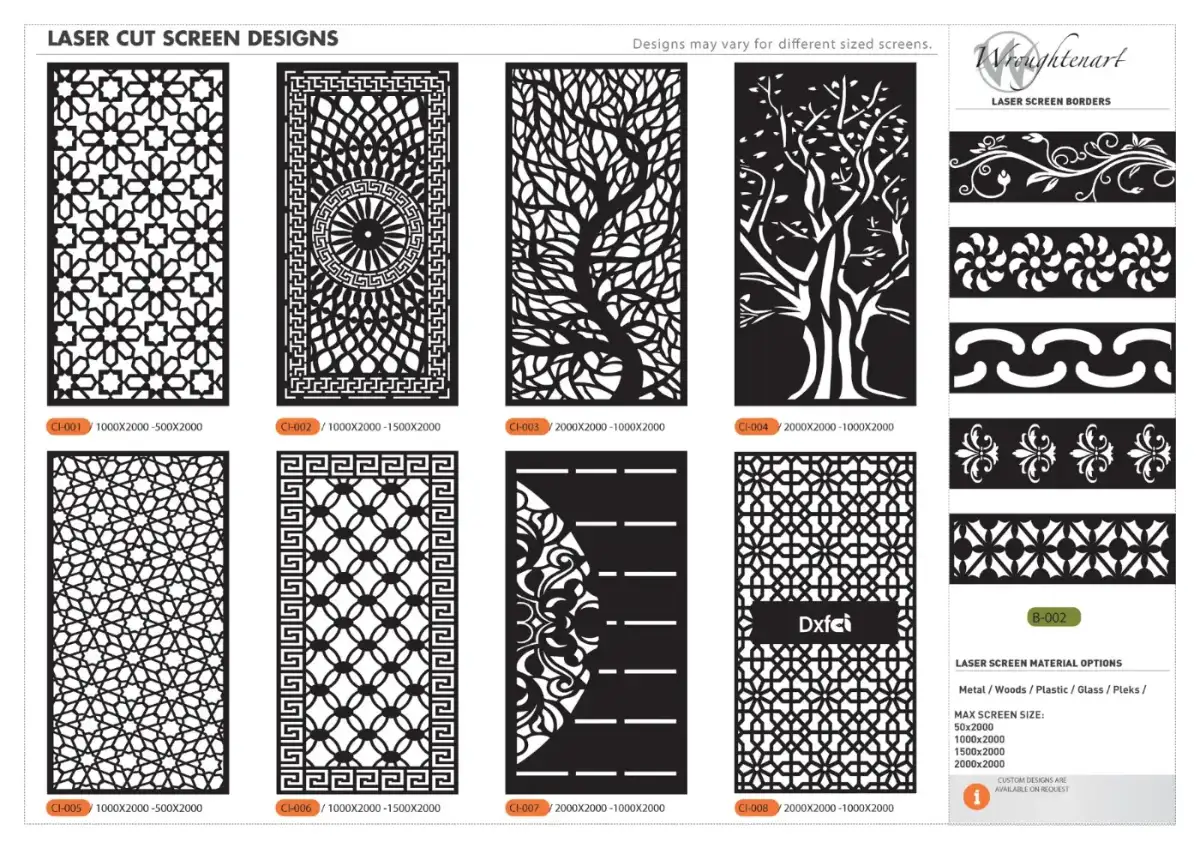Page from the Wroughtenart screen design catalogue