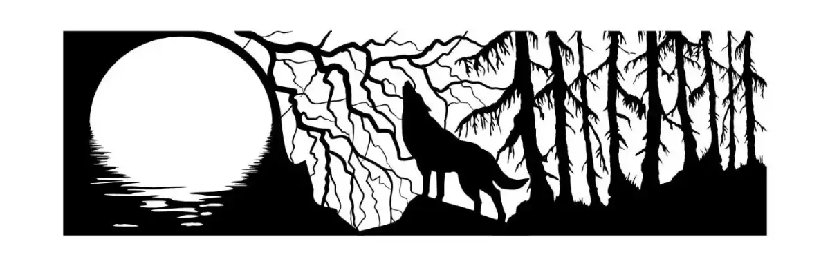 Wolf and moon pattern